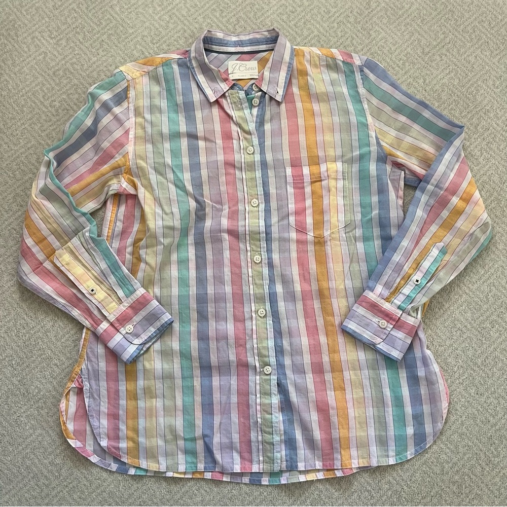 NWOT J. Crew Classic-fit Shirt in Rainbow Crinkle Gingham - Picture 4 of 5